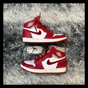Air Jordan 1 High OG Red and White Sneakers ‘Newstalgia Chenille’